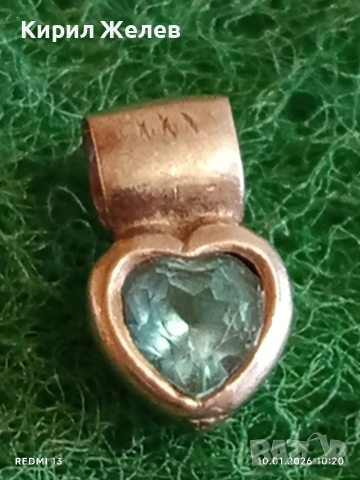 Сребърна висулка с инкростация на ТОПАЗ елегантен дизайн нежно бижу 52609, снимка 3 - Колиета, медальони, синджири - 53051393