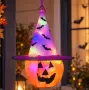 Висяща Halloween тиква с шапка и LED – 39x55 cm, снимка 2