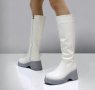 Ботуши на платформа - бяла кожа със сиво ходило - BSX10, снимка 2