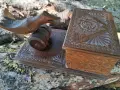 Стара Дървена Кутия за Цигари с Дърворезба и Птица от Соца, снимка 8