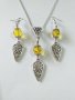 Разкошен комплект бижута с Кехлибар и красиви медальони в цвят сребро , снимка 1