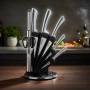 Комплект ножове 8 части със стойка Cheffinger – неръждаема стомана, въртяща се акрилна поставка 360°, снимка 2