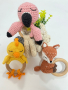 Плетена бебешка дрънкалка Пиленце, Фламинго, Лисиче, снимка 1 - Дрънкалки и чесалки - 44339001