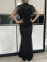 Черна дълга рокля с ресни размер S, снимка 1