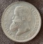 Сребърна монета Бразилия 1000 Реис 1883 г. Педро II, снимка 2