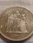 Сребърна монета 50 франка 1974г. Република Франция LIBERTE EGALITE FRATERNITE 40936, снимка 15