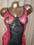 М Червено дантелено боди с отворени чашки , снимка 2
