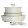 Комплект съдове 5 части с мраморно покритие и подвижна дръжка — индукция Goldmann GM-1005, снимка 7