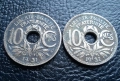 Стара монета 10 сантима 1931 г. и 1932 г. Франция - топ !, снимка 4