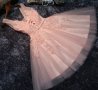 Елегантна розова рокля с дантела, снимка 3
