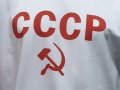 Нова бяла мъжка тениска с трансферен печат СССР, Русия, снимка 2