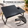 Черна сгъваема масичка за лаптоп с регулируем плот, снимка 2