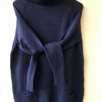 Тъмносин пуловер блузон, снимка 7 - Блузи с дълъг ръкав и пуловери - 30955520