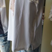 Бяла блуза трико със 7/8 дължина на ръкава  - 2ХЛ/3ХЛ размер , снимка 4 - Тениски - 36906942