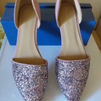 Дам.сандали-/изк.велур+брокат/-"Ideal shoes"-№40-цвят-розов. Закупени от Италия., снимка 2 - Сандали - 29287189