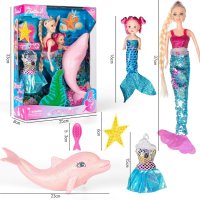 Игрален комплект за деца с кукла принцеса русалка, делфин и аксесоари, снимка 8 - Кукли - 44374359