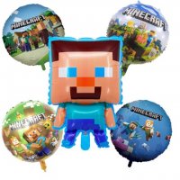4 модела Minecraft Майнкрафт кръгъл фолио фолиев балон хелий или въздух рожден ден, снимка 2 - Други - 32990567
