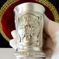 Немска чаша от калай с ловни картини 8 см. , снимка 5 - Антикварни и старинни предмети - 42751868