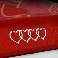 Емблема за Audi / Ауди четири сърца - Silver, снимка 1 - Аксесоари и консумативи - 36514372