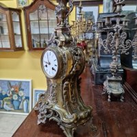 Красив голям антикварен френски бронзов каминен часовник , снимка 5 - Антикварни и старинни предмети - 39965563