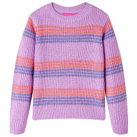 Детски пуловер на райе, плетен, лилаво и розово, 116(SKU:14536, снимка 1 - Детски пуловери и жилетки - 44793775