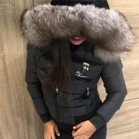 Дамско яке Karl Lagerfeld черно с лисица, снимка 1 - Якета - 31780322