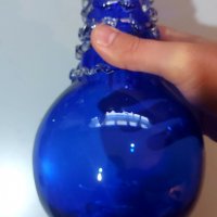 Синя стъклена ваза, снимка 7 - Вази - 38875151