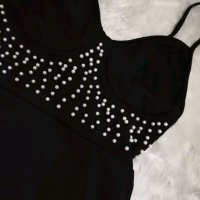 ПОСЛЕДНА С! Черна къса рокля с перли Avin Alessa Cliche, снимка 5 - Рокли - 27666132