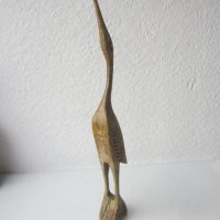 41 см висока стара Дървена фигура, дърворезба  водна птица, снимка 7 - Статуетки - 31999522