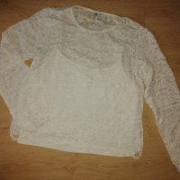 Бяла дантелена блуза, снимка 1 - Блузи с дълъг ръкав и пуловери - 37693229