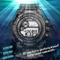 Coobos спортен LCD ВОДОУСТОЙЧИВ часовник LED подсветка, снимка 3 - Мъжки - 36775342