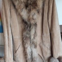 Дълго зимно палто,  естествена кожа (велур), снимка 1 - Палта, манта - 39151842
