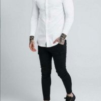 риза - SikSilk  L/S Cartel в бяло и златисто размер Л , снимка 2 - Ризи - 36785966