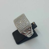 Сребърен пръстен с много циркони, снимка 1 - Пръстени - 42756004