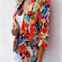 Модно пролетно палто с принт Ежедневен малък костюм, 5цвята - 023, снимка 3 - Сака - 39988653