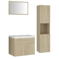 Комплект мебели за баня, дъб сонома, ПДЧ, снимка 2 - Шкафове - 38005961