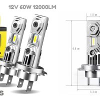 Комплект 2бр. LED Диодни крушки H7 200W 9-32V +200%, снимка 1 - Аксесоари и консумативи - 42607979