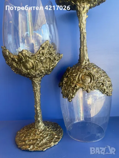 Ръчно декорирани чаши за вино, снимка 1