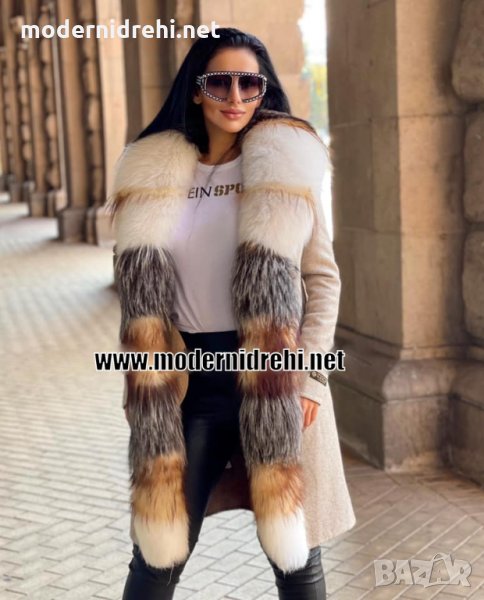 Дамско луксозно палто кашмир вълна и лисица код 187, снимка 1