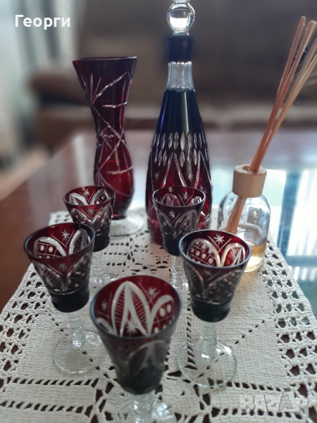 Червен кристал чаши, снимка 1