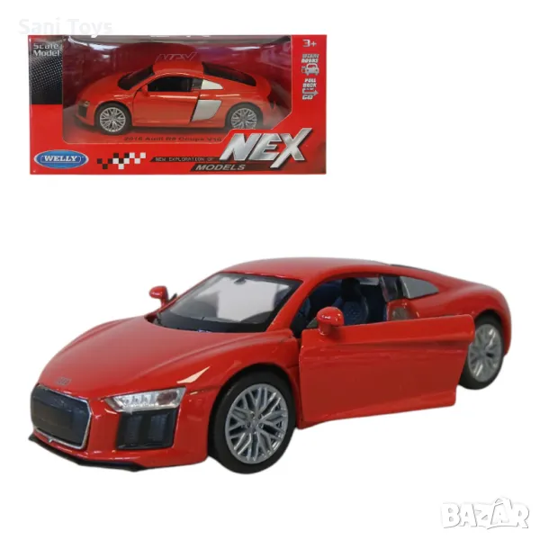 Метална кола Welly NEX – 2016 Audi R8 Coupe V10, 1:34, снимка 1