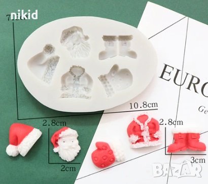 Дядо Коледа части облекло дрехи силиконов молд форма декорация торта фондан шоколад и др., снимка 1