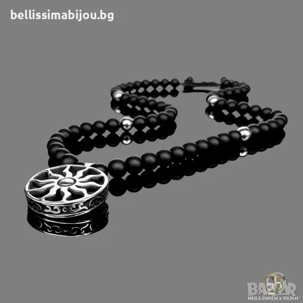 Мъжки Гердан от Оникс и Стоманена Висулка, снимка 1