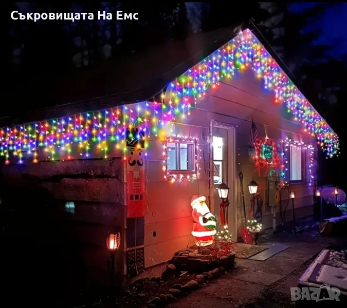 12метра Коледни Лампи Тип Завеса Цветни, снимка 1