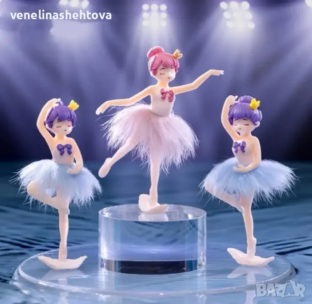 Лилави розови балерини балерина в две пози Фигурки за декорация на торта  , снимка 1