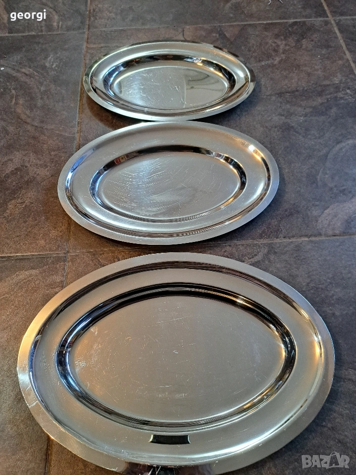 три овални италиански иноксови плата 32/4, снимка 1