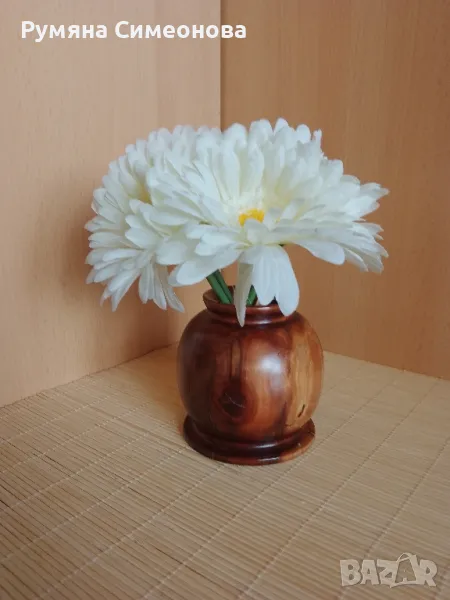 Дървена ваза , снимка 1
