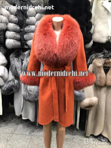 Дамско луксозно палто кашмир вълна и лисица код 121, снимка 1