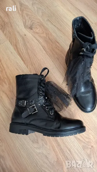 Черни боти с тюл , снимка 1