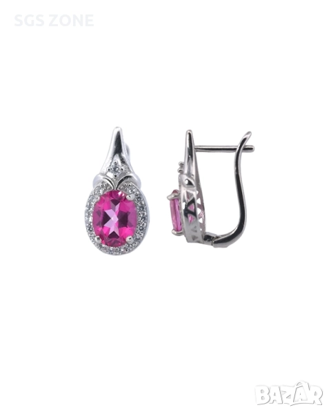 обеци с естествен розов топаз, снимка 1